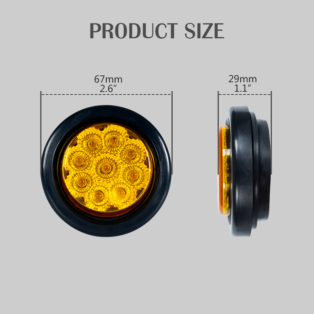 Yellow Trailer LED Marker Lights with Sealed Sleeper Panel 