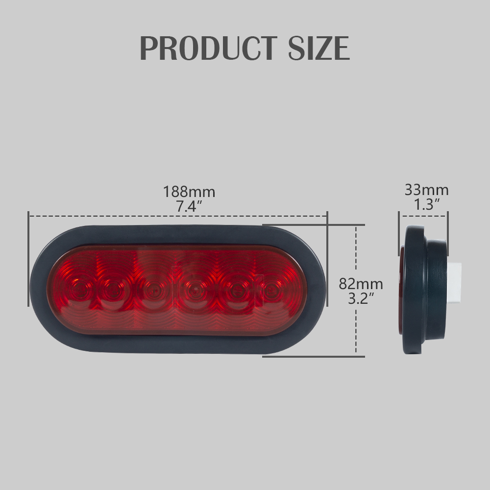 Red LED 6" Inch Oval Tail Light 
